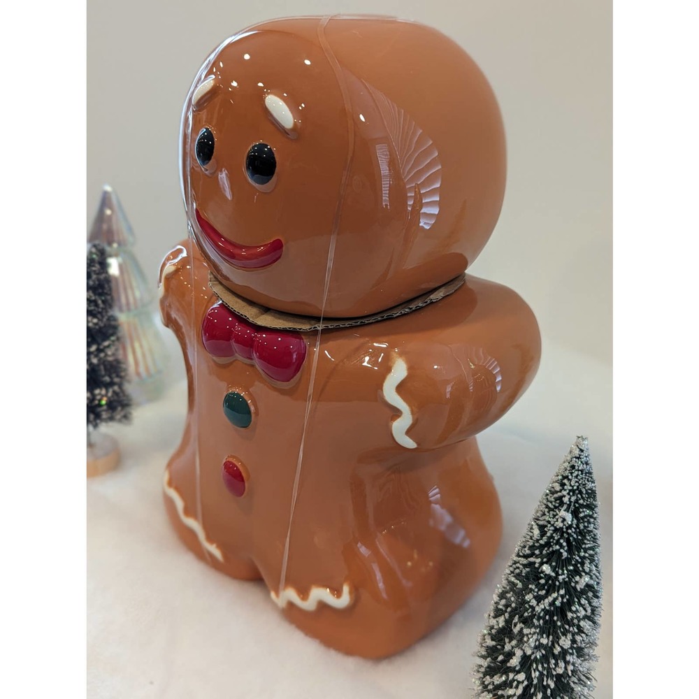 Holiday Time Gingerbread Man Ceramic Cookie Jar - Picture 2 of 6